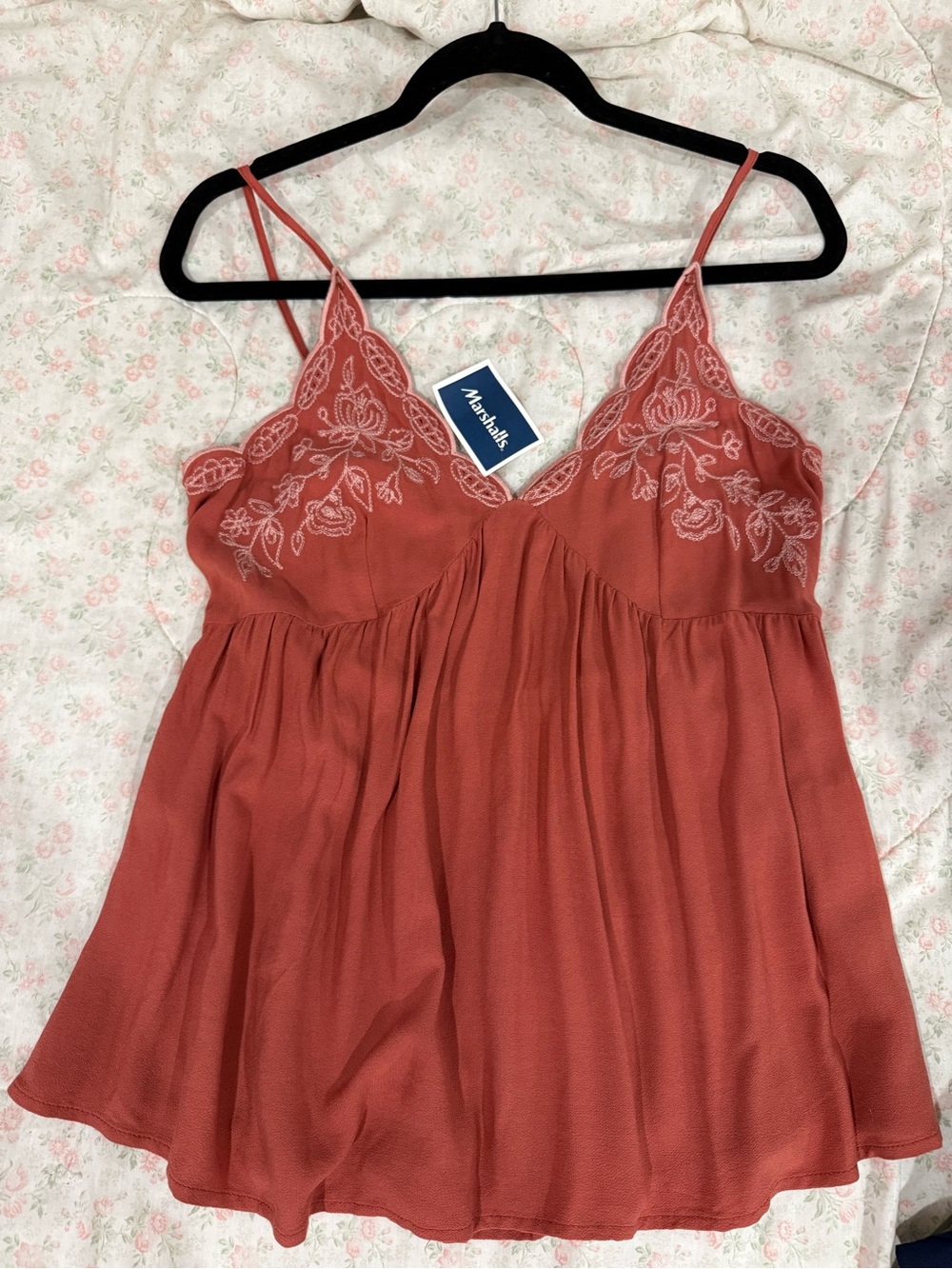 love on a hanger Rust Floral Embroidered V-Neck Cami